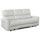 Greenfield Ivory Upholstered Power Reclining Sofa front view