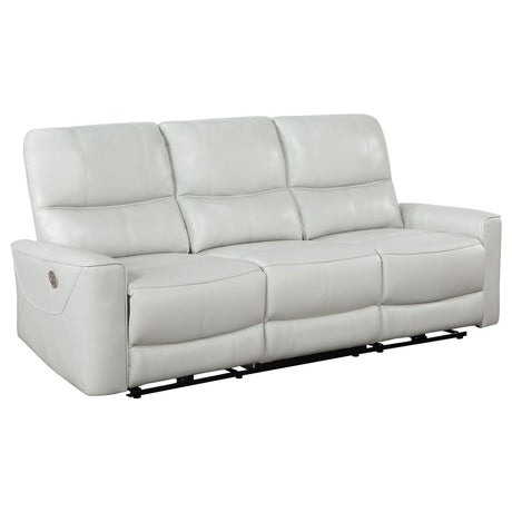 Greenfield Ivory Upholstered Power Reclining Sofa front view
