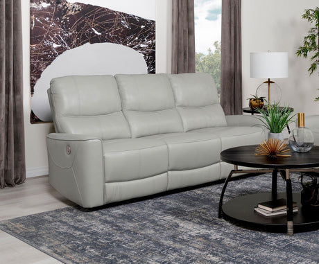 Greenfield Ivory Power Recliner sofa side angle
