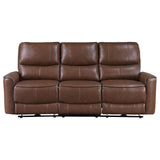 Close-up of saddle brown leatherette upholstery