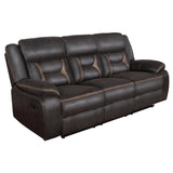 Greer reclining sofa with drop-down table showing cupholders