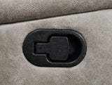 Greer reclining sofa set taupe with storage pocket open