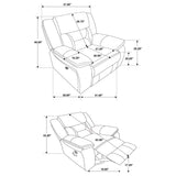 Complete 3-piece reclining sofa set view in living room