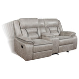 Reclining sofa extended position, taupe upholstery