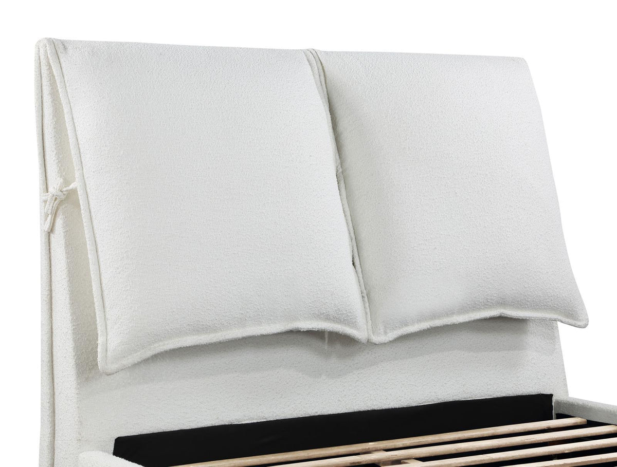 View showcasing curved pillow headboard