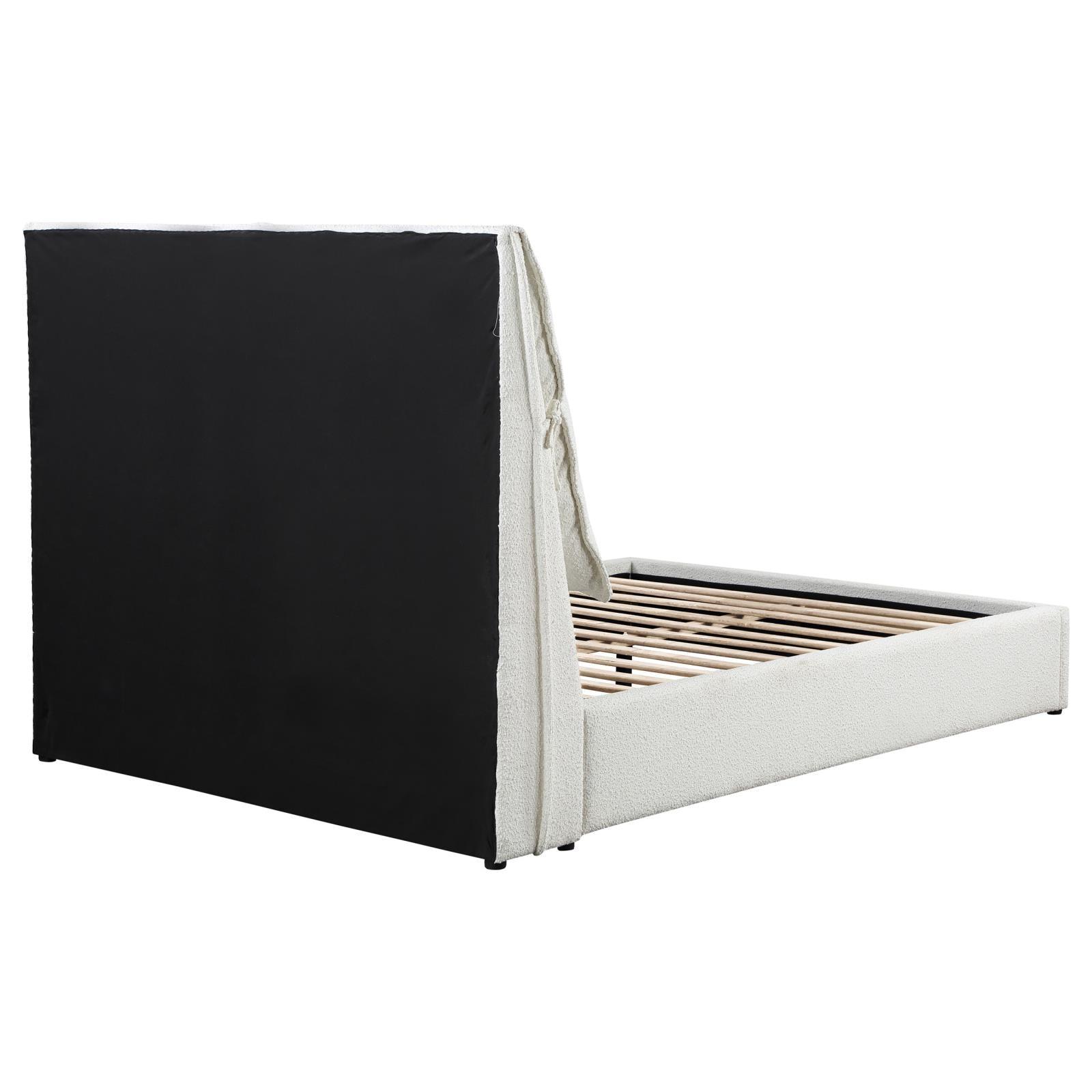 Platform bed frame showing slats
