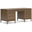 Roanhowe brown oak office desk angled view