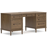 Roanhowe brown oak office desk angled view