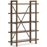 Roanhowe brown wood bookcase angled view