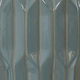 Detail of fabric drum shade on Hadbury pale blue teal lamp