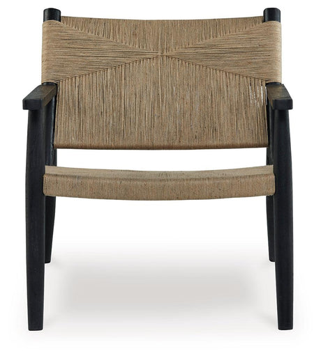 Close-up of natural jute upholstery on Halfmore chair