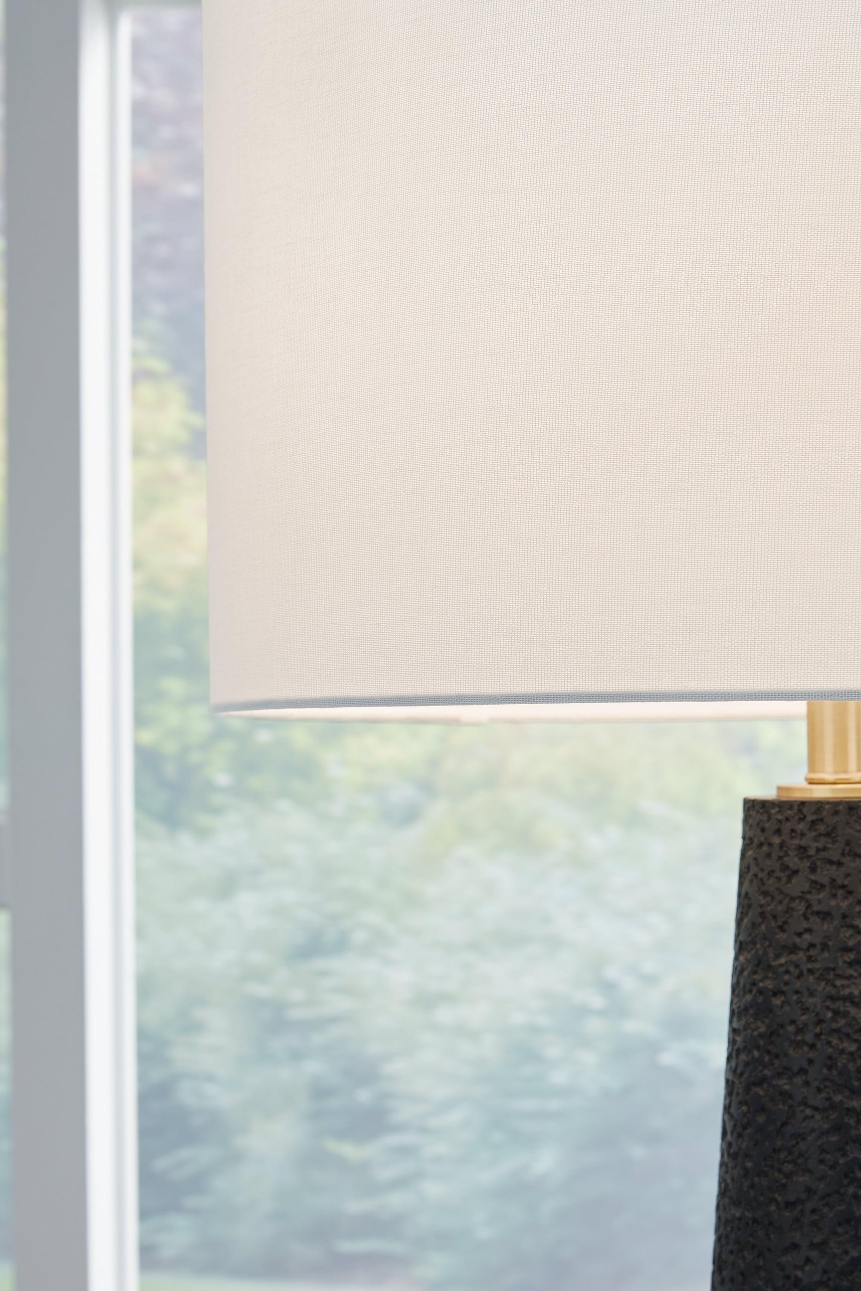 Hallburg Black Floor Lamp close-up of textured black resin base