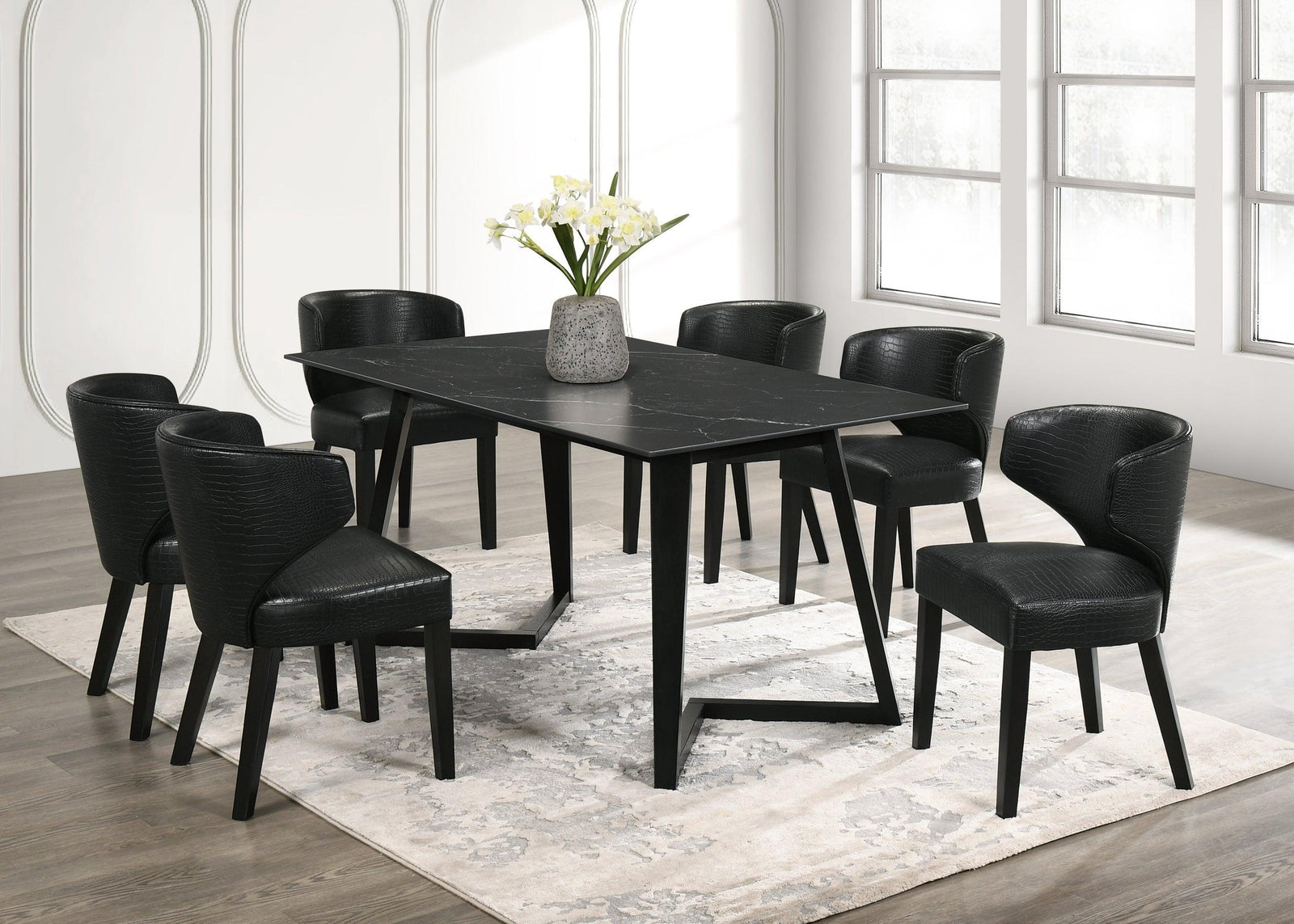 main view of Hamilton Onyx Pu Black Dining Room Set dining room furniture