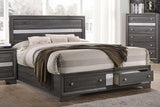 Hannah Grey Nightstand showing storage drawer