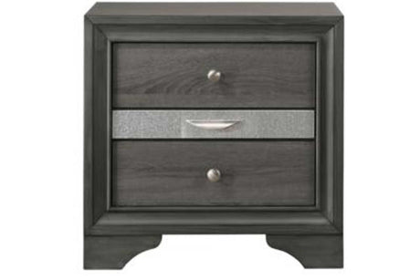 Hannah Grey Nightstand by New Era, front angle