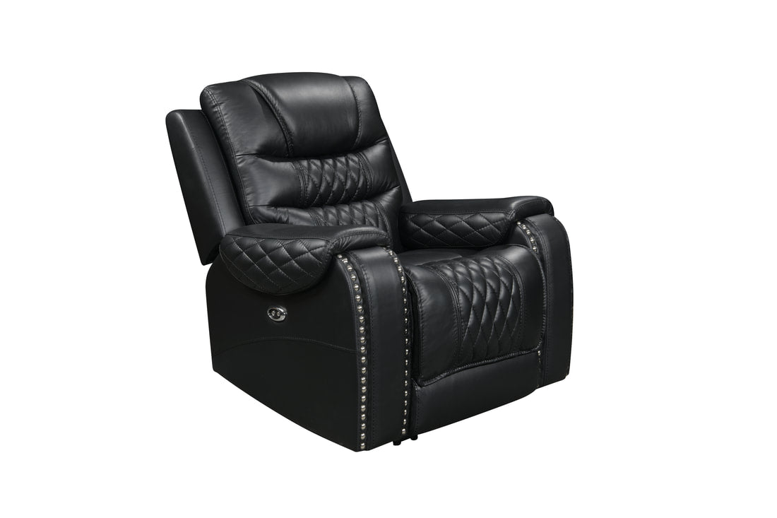 Harley Black Power Recliner close-up of USB charging port