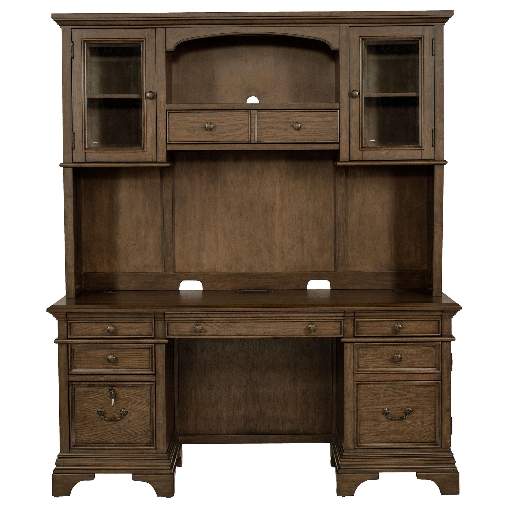 Five drawers and lockable cabinet doors