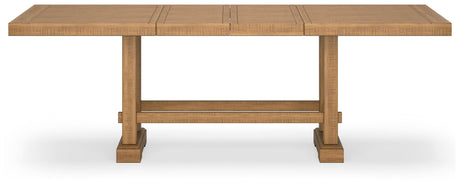 Close-up of distressed pine finish on Havonplane table