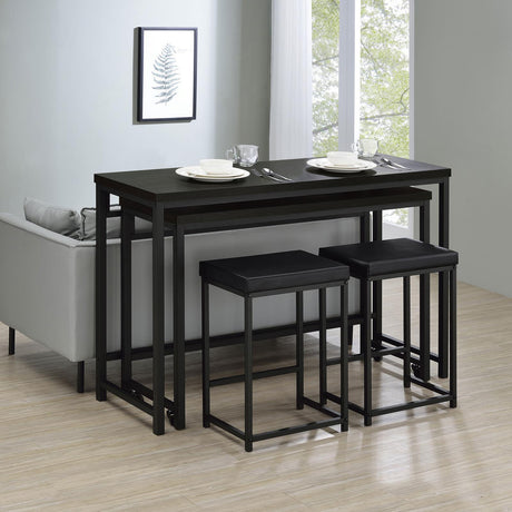 Hawes 4-Piece Black Multipurpose Counter Height Table Set angled view