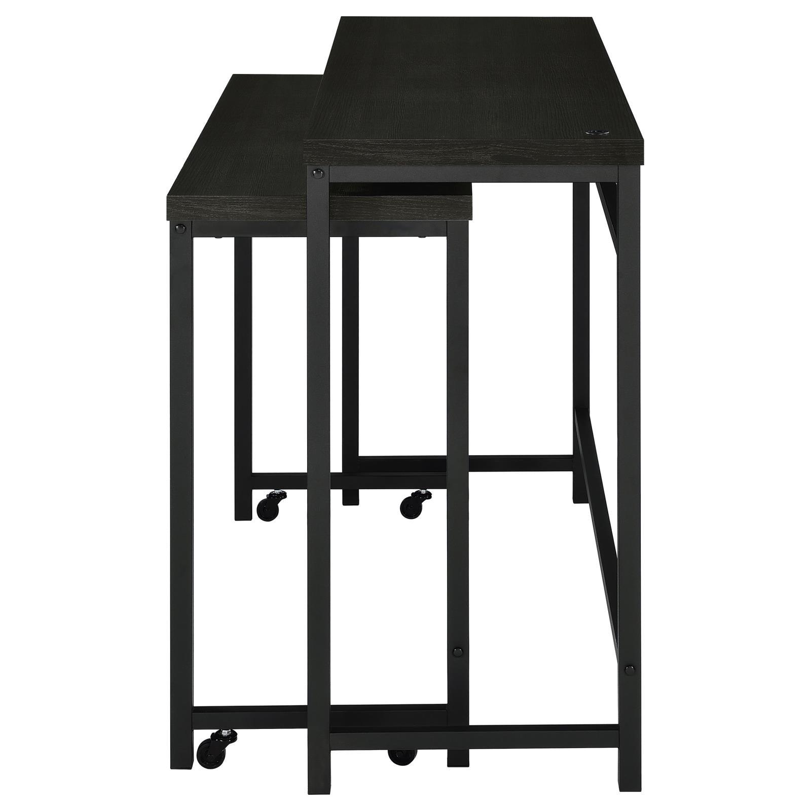 Tables nested with stools arranged