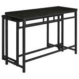 Black finish on wood and metal frame