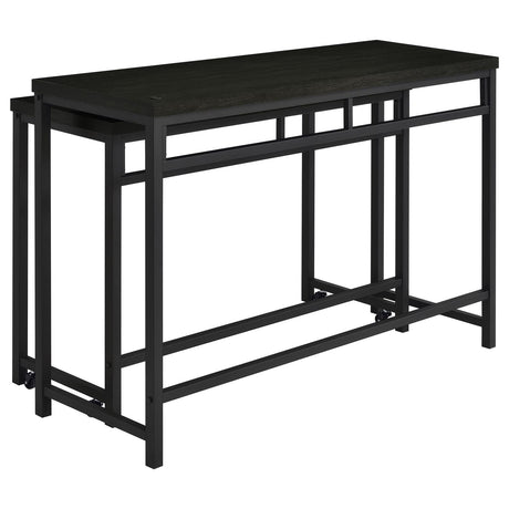 Black finish on wood and metal frame