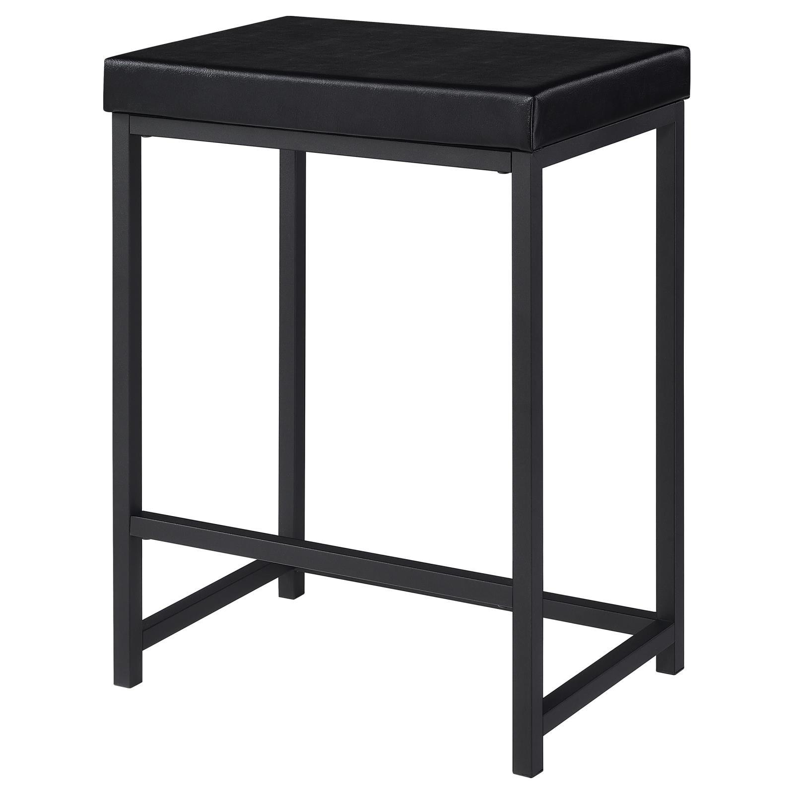 Tables and stools spaced for seating
