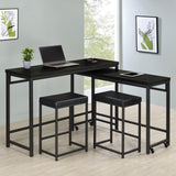 Backless stools with black faux leather cushions