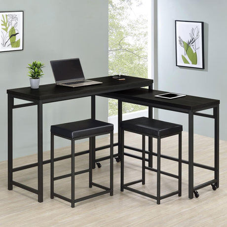 Backless stools with black faux leather cushions