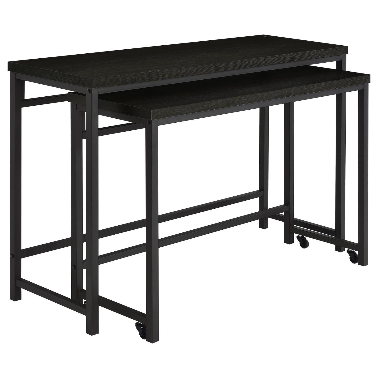 Side view of tables and stools set