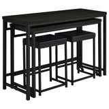 Close-up of table legs and metal accents