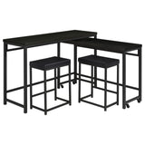 Top view showing tabletops and stools arrangement