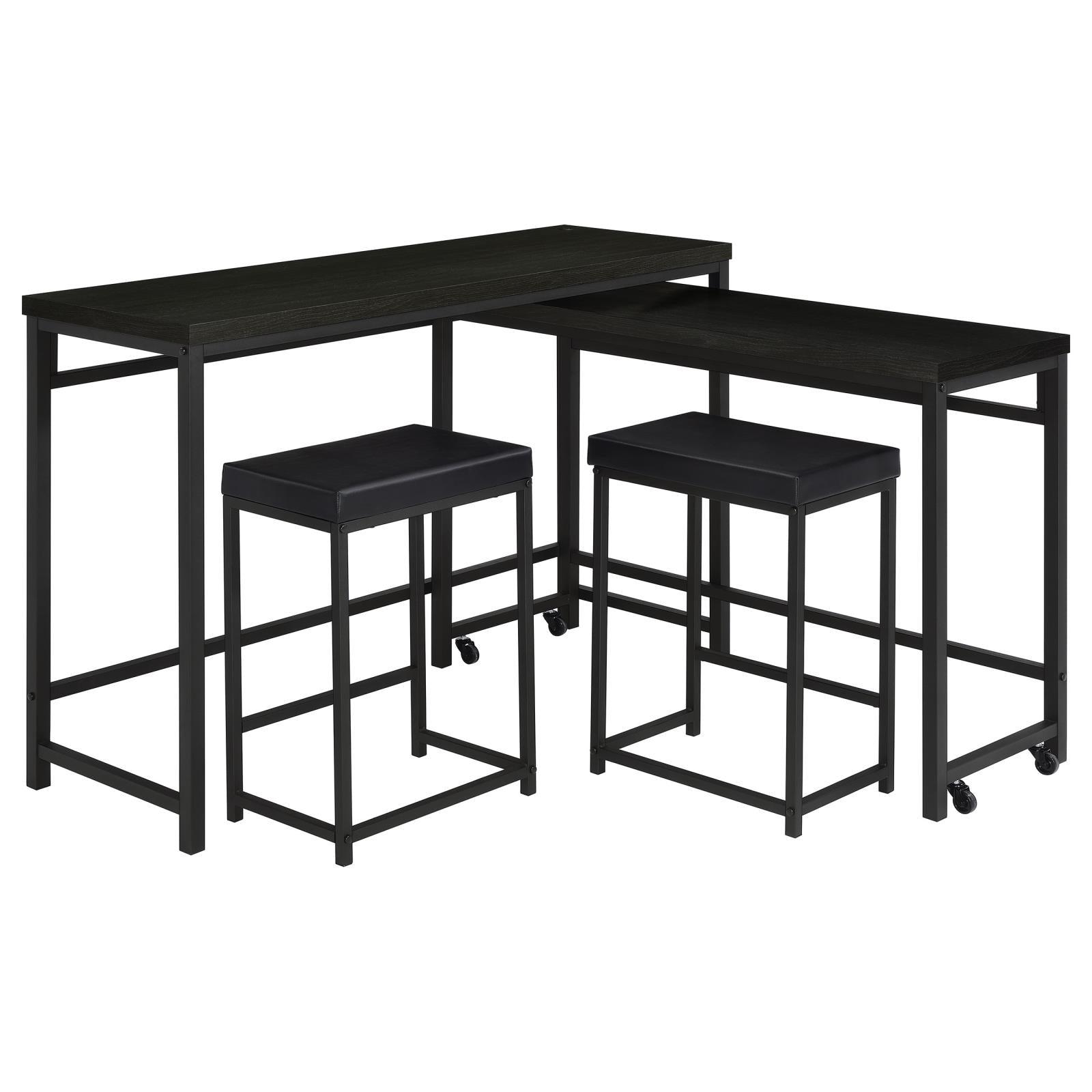 Top view showing tabletops and stools arrangement