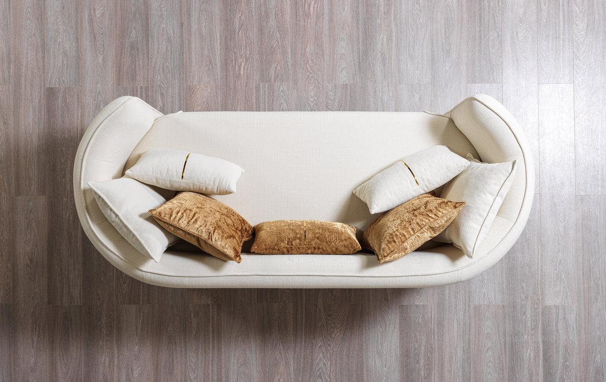 detail view of Helena Ivory Velvet Sofa & Loveseat furniture