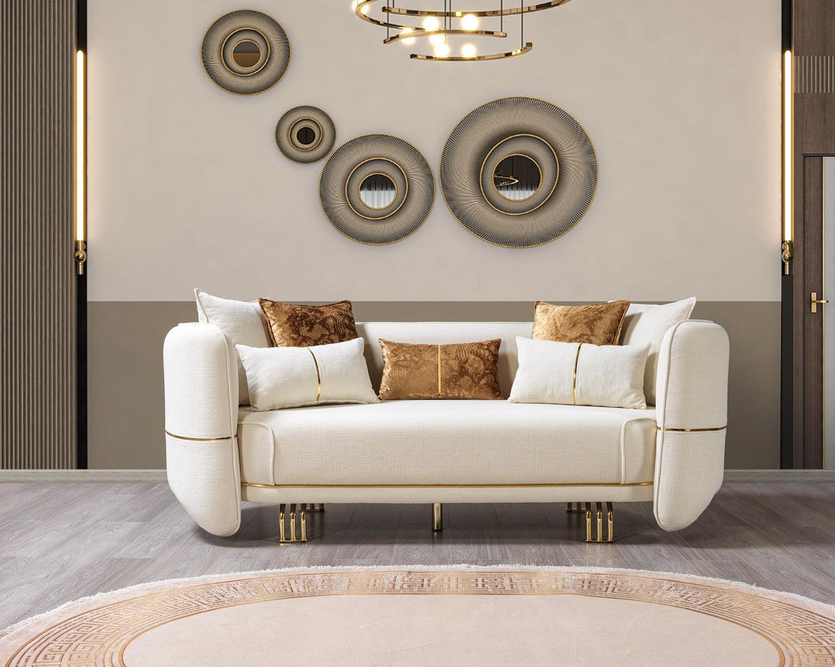 side view of Helena Ivory Velvet Sofa & Loveseat furniture