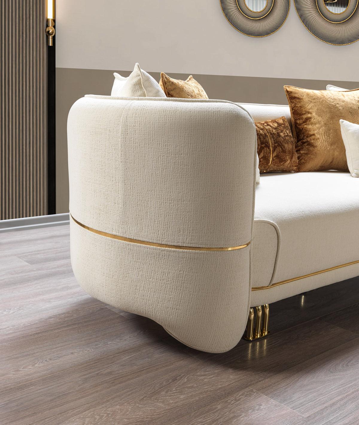 side view of Helena Ivory Velvet Sofa & Loveseat furniture