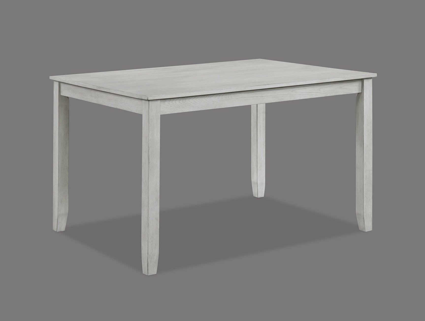 Dining room view of Henderson driftwood solid wood dining set with fabric upholstered seating
