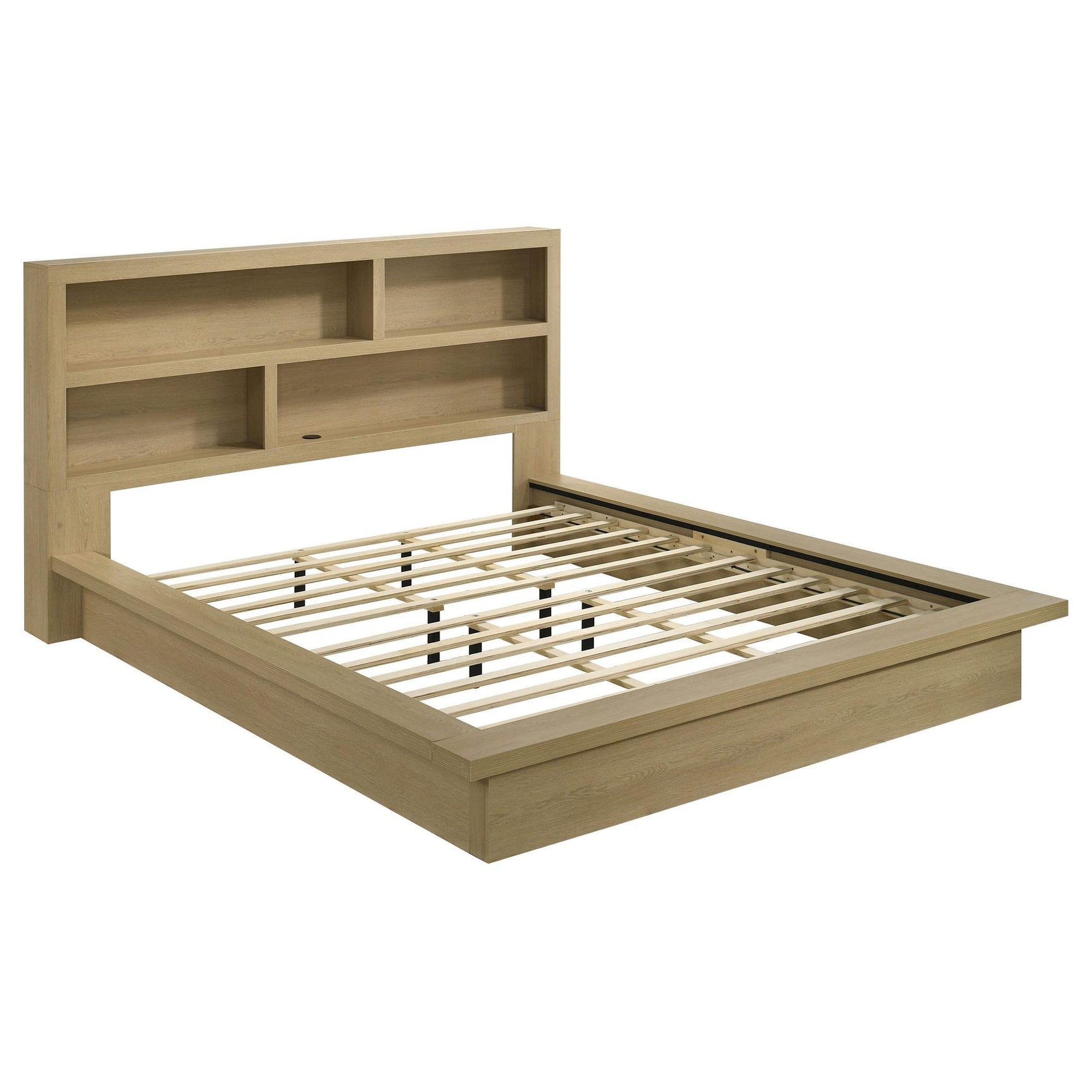 Hendricks Eastern King Bookcase Headboard Platform Bed Light Oak from Decor Furniture