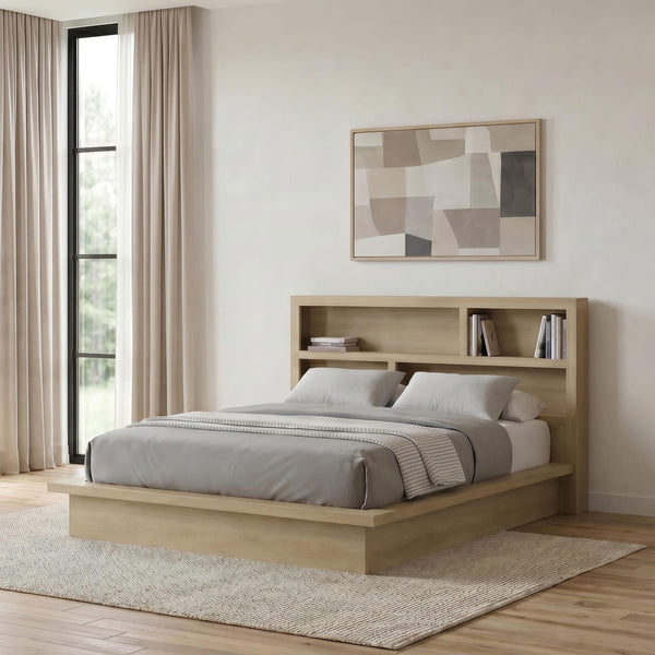 Hendricks Eastern King Bookcase Headboard Platform Bed Light Oak view 2