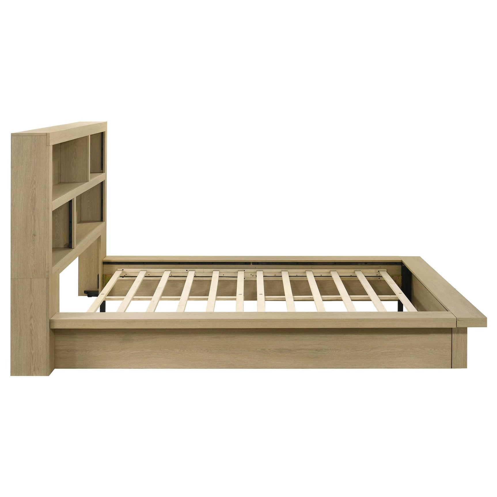 Hendricks Queen Bookcase Headboard Platform Bed Light Oak view 6