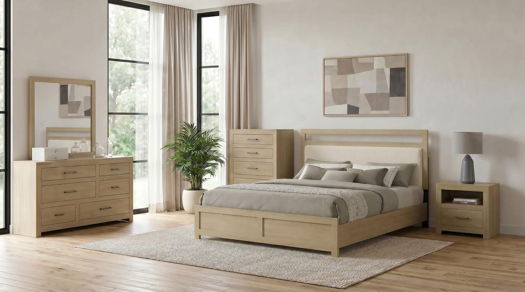 Hendricks Queen Panel Headboard Platform Bed Light Oak view 12