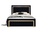 Henry Black Upholstered Panel Full Bed front view