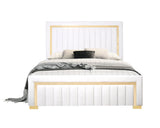 Henry Upholstered Panel Queen Bed in beige front view