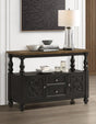 Hilara Brown and Gray Modern Solid Wood Dining Sideboard front view