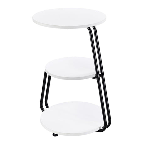 Close-up of bottom shelf and metal legs