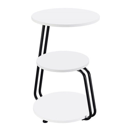 Black metal frame and round shape of side table