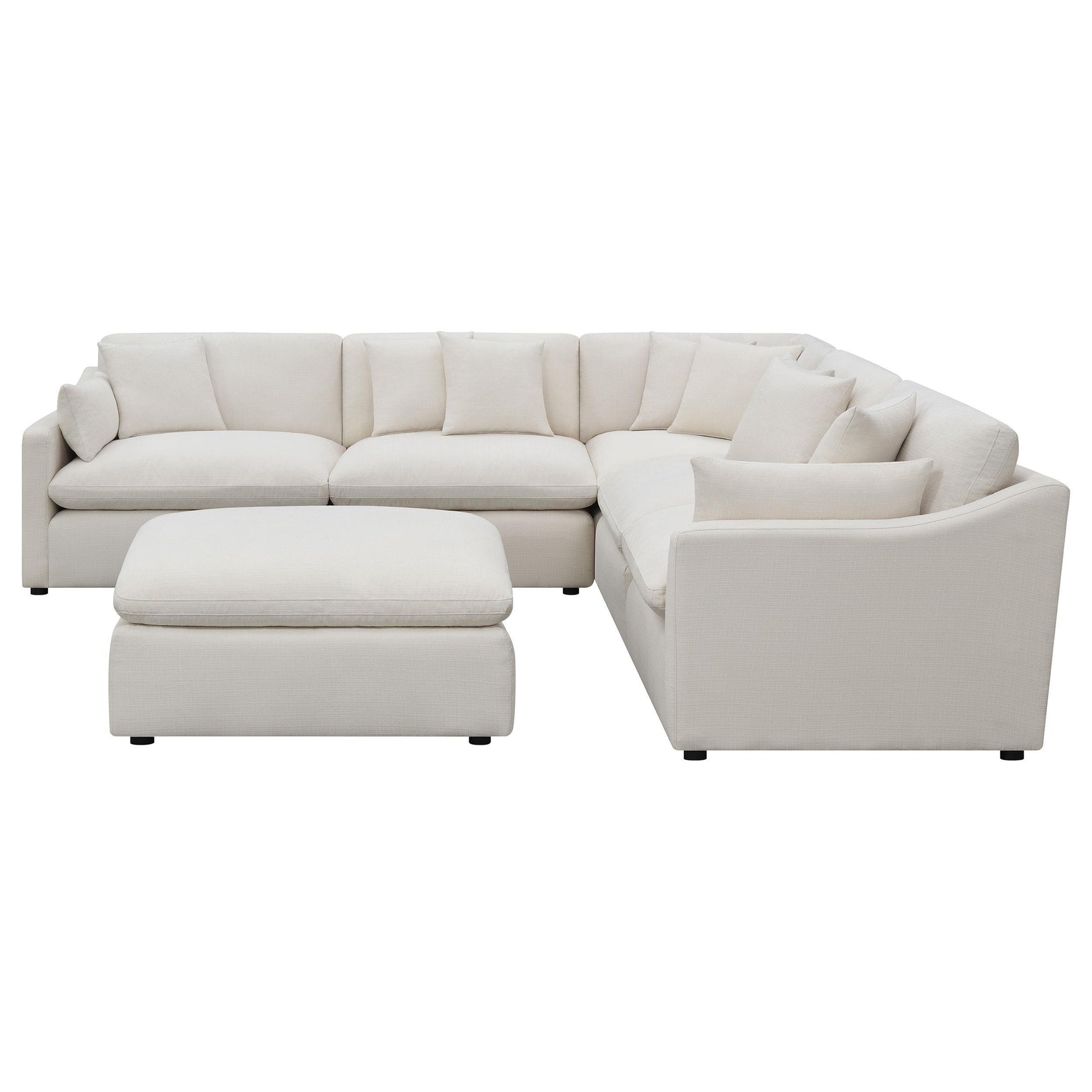 main view of Hobson 6-Piece Upholstered Modular Sectional Sofa Ivory sectional sofa