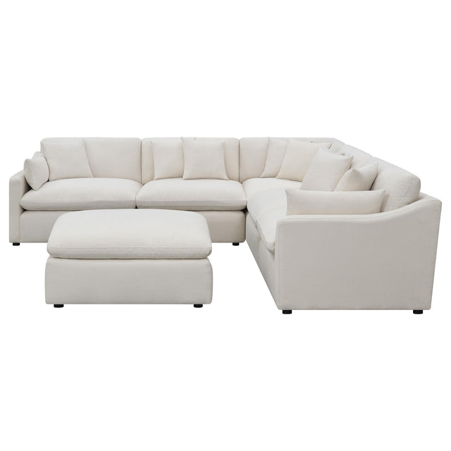 main view of Hobson 6-Piece Upholstered Modular Sectional Sofa Ivory sectional sofa
