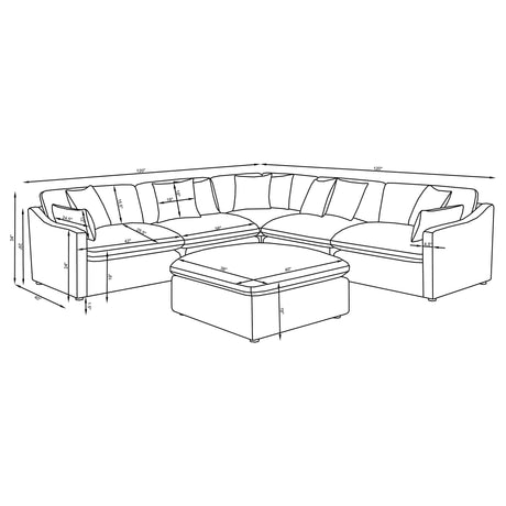 Room showcase with Hobson Ivory Modular Sectional Sofa