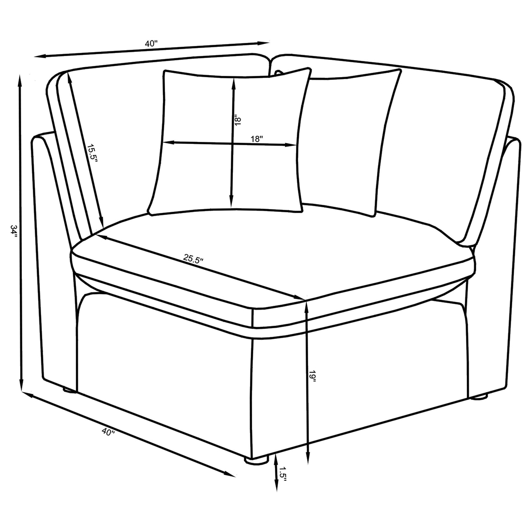 side view of Hobson 6-Piece Upholstered Modular Sectional Sofa Ivory sectional sofa